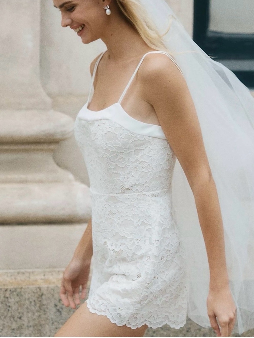 BHLDN White Lace Spaghetti-Strap Mini Bridal Romper NWT